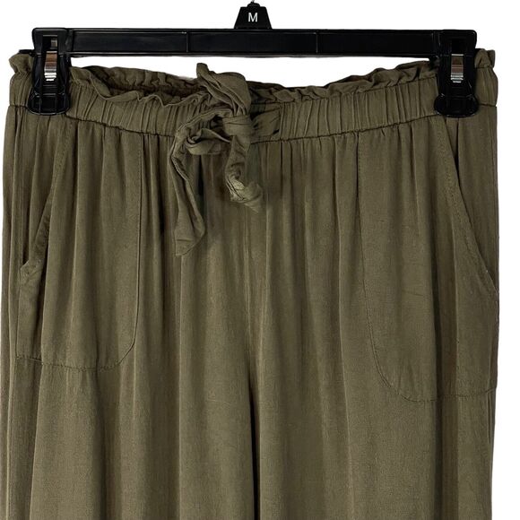 Lulus Small Sebastian Ankle Pants Elastic Drawstring Waist Pockets Olive Green - Picture 2 of 7